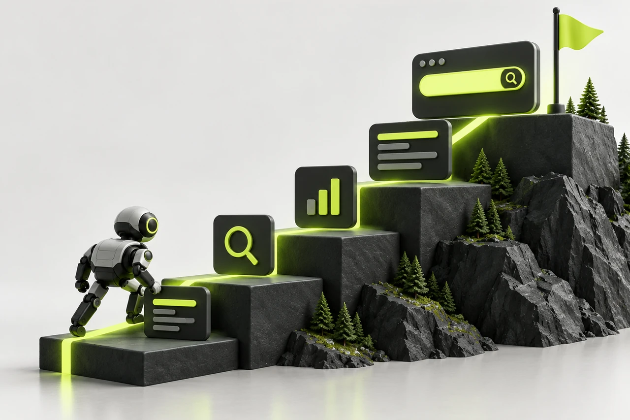 Apprendre le SEO : une méthode claire pour progresser sans se disperser Illustration originale pour l’article Apprendre le SEO : une méthode claire pour progresser sans se disperser
